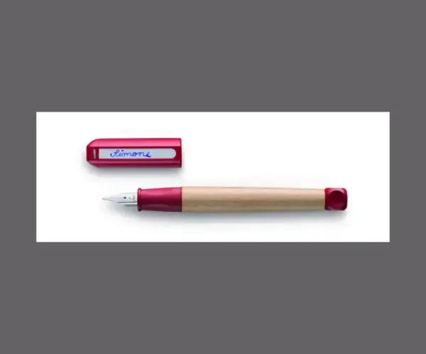 lamy abc füllhalter in rot mit holzoptik